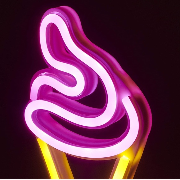Ice Cream Desk Light, Mini LED Neon Pink Yellow - Picture 5 of 8